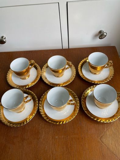 Gold coffee cup and saucer by TK Thun