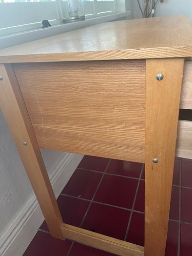 wooden desk with drawers