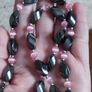 Beautiful Non-Magnetic Hematite and Pink Cat's Eye Necklace Image 4