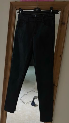 Mango Kids Black Coated Faux Leather Look Jeans - Size XS / Teen