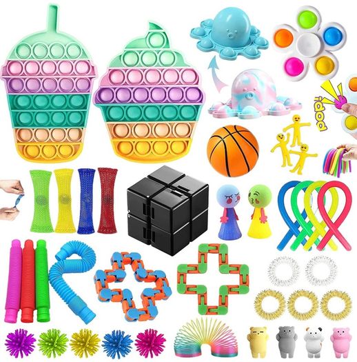 40 Pcs Fidget Toys Pack, Fidget Toy Sensory Set, Decompression Toy with Push Pop Bubble Infinite Cube, Stress Relieves Squeeze Poppet Toy for Adults Kids Party Favors Bags Fillers (FREE POSTAGE)