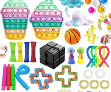 40 Pcs Fidget Toys Pack, Fidget Toy Sensory Set, Decompression Toy with Push Pop Bubble Infinite Cube, Stress Relieves Squeeze Poppet Toy for Adults Kids Party Favors Bags Fillers (FREE POSTAGE)