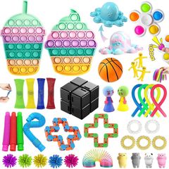 40 Pcs Fidget Toys Pack, Fidget Toy Sensory Set, Decompression Toy with Push Pop Bubble Infinite Cube, Stress Relieves Squeeze Poppet Toy for Adults Kids Party Favors Bags Fillers (FREE POSTAGE)