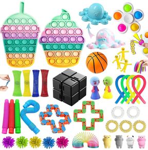 40 Pcs Fidget Toys Pack, Fidget Toy Sensory Set, Decompression Toy with Push Pop Bubble Infinite Cube, Stress Relieves Squeeze Poppet Toy for Adults Kids Party Favors Bags Fillers (FREE POSTAGE)