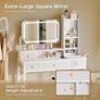 Dressing Table with Large LED Mirror, 3 Lighting Modes Adjustable Brightness, Built in USB  AC Socket, Vanity Table with 4 Fabric Drawers, Modern Makeup Desk 100by40by140cm Image 6