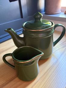 Vintage tea pot with milk jug