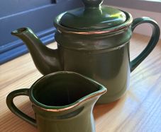 Vintage tea pot with milk jug