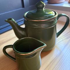 Vintage tea pot with milk jug