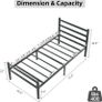 4ft6 Double Bed Frame with Headboard, Black Metal Bed Frame with Storage, Double Bed for Adults, Heavy Duty Platform Bed Frame, No Box Spring Needed Image 2