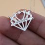 925 Sterling Silver Heart Crown Pendant Necklace with Blue & White CZ Stones Elegant Royal Design Image 7