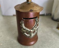 Vintage Art Style Copper and Brass Hand Made Money Box .
