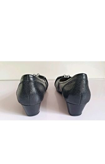Hush Puppies Candid Pump Bit Black Leather Wedge Shoes UK3 EU36 New Boxed  CAN POST