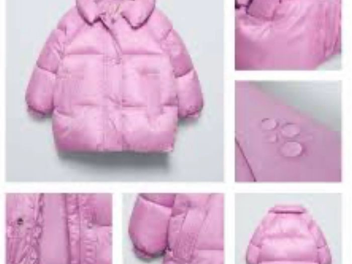 Zara girls pink, water-repellent kids' puffer jacket Age 4 EUC