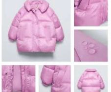 Zara girls pink, water-repellent kids' puffer jacket Age 4 EUC