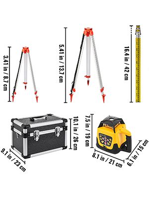 VEVOR 360 Rotary Laser Level Kit W/ Tripod & Staff Self-Leveling 500m Vertical Horizontal Scanning Measurement Construction Tool