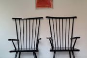Mid-century pair of spindle back armchairs
