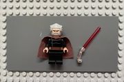 lego Star Wars sw0224 Count Dooku minifigure- Light Bluish Gray Swept Back Hair, Reddish Brown Cape, Large Eyes
