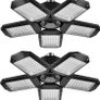 2 Pack Garage Light, 150W LED Garage Lighting with 5 Adjustable Panels, 15000LM Deformable E27 LED Garage Ceiling Lighting, Ultra Bright LED Garage Lights for Garage Workshop Warehouse Image 2