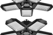 2 Pack Garage Light, 150W LED Lighting 5 Adjustable Panels, 15000LM Demable E27 Ceiling Lighting, Ultra Bright Lights Workshop Warehouse, Black (GOLEDLLT03UP)