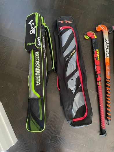 Hockey sticks;  bags & shin guards