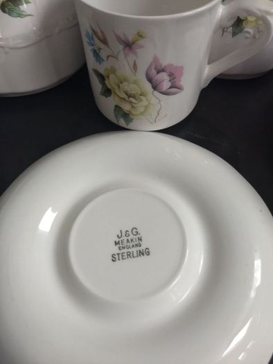 Fabulous J&G Meakin Coffee Set for Six in the Sterling Shape and a Pretty Floral Pattern Called "Springfield"