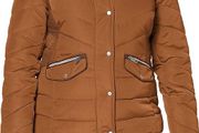 TOM TAILOR Ladies Puffer Jacket with Faux Fur Hood 1020604, Brown, XXL