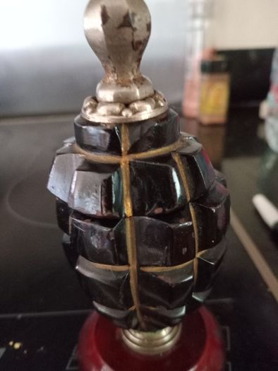 Trench Art WW1 Hand Grenade Desk Inkwell Ceramic Inset.