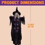 72 Inch Hanging Animated Talking Witch Decoration with Light-up Eyes and Sound Activation Function for Halloween Haunted House Prop Image 6