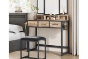Dressing table with stool and triple mirror industrial style