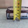 Vintage Pressed Flower Glass Trinket Box  with bottom Mirror heavy glass Image 3