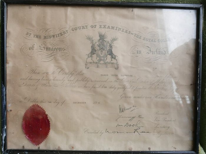Vintage Diploma by the Midwifery Court of Examiners of the Royal College of Surgeons in Ireland 1961