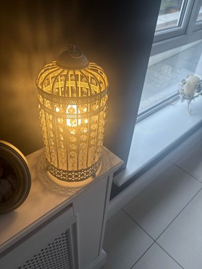 Cream lantern cage lamp with beads