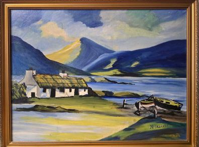 Beautiful vintage Irish landscape oil painting