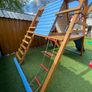 Wooden Playhouse with slide & swings Image 3
