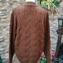 Paul Costelloe Living Tan High Collar Cable Knit Jumper Size Large Image 3
