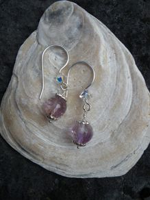 Sterling silver/Amethyst earrings.Lavender Amethyst,Gift.