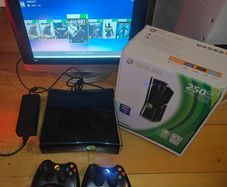 Modded Xbox 360 Slim RGH 3.0 250GB Console 2 Controllers - Original Box included