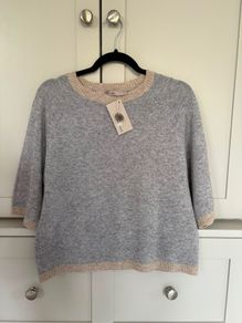 Designer Brand Costa Mani 100% cashmere grey and taupe jumper BRAND NEW