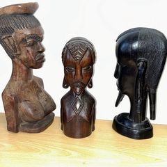 five distinct hand carved wooden busts 40 euro for all 5