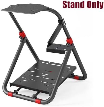 Foldable Steering Wheel Stand for Logitech, PS5, PS4, Xbox & PC G29/G920/G923/G PRO/RS50 fit, MOZA R3/R5 & select Thrustmaster, 30-sec folding, adjustable height & wheel angle, steel frame