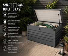 Metal Garden Storage Box 360L Waterproof Lockable Outdoor Storage Chest