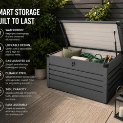 Metal Garden Storage Box 360L Waterproof Lockable Outdoor Storage Chest
