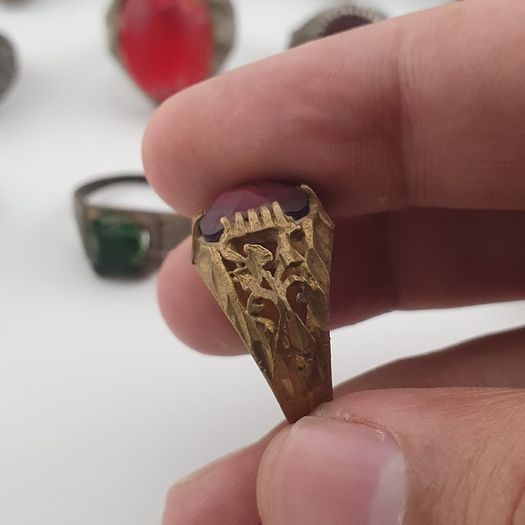 Heritage Antique Brass Jewellery Collection of 15 Mixed Rings