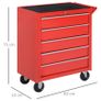 5 Drawer Roller Tool Cabinet Storage Box Workshop Chest Garage Wheeling Trolley w/ Handle - Red Image 2