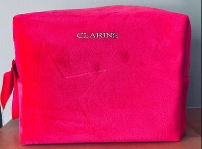 New Clarins Red Velvet Make Up and Toiletry Bag