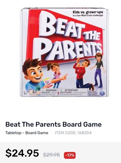Beat The Parents Board Game - RRP - 22.99