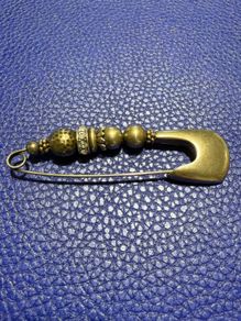 Cynthia Miglio Silver Beaded Safety-Pin  Brooch