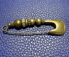 Cynthia Miglio Silver Beaded Safety-Pin  Brooch