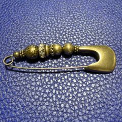 Cynthia Miglio Silver Beaded Safety-Pin  Brooch