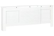 MDF Extendable Radiator Cover Cabinet - Shelving for Home Office, Slatted Design, White, Dimensions 139-208.5L x 20.5W x 82.5H cm